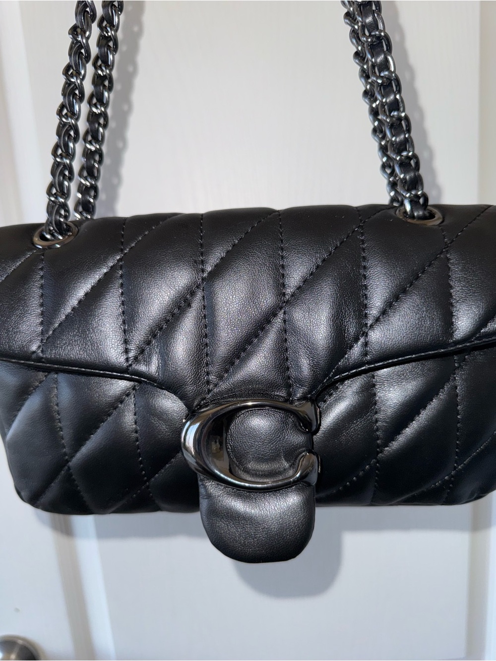 Coach Black Quilted Shoulder Bag with Chain Strap - Picture 11 of 11